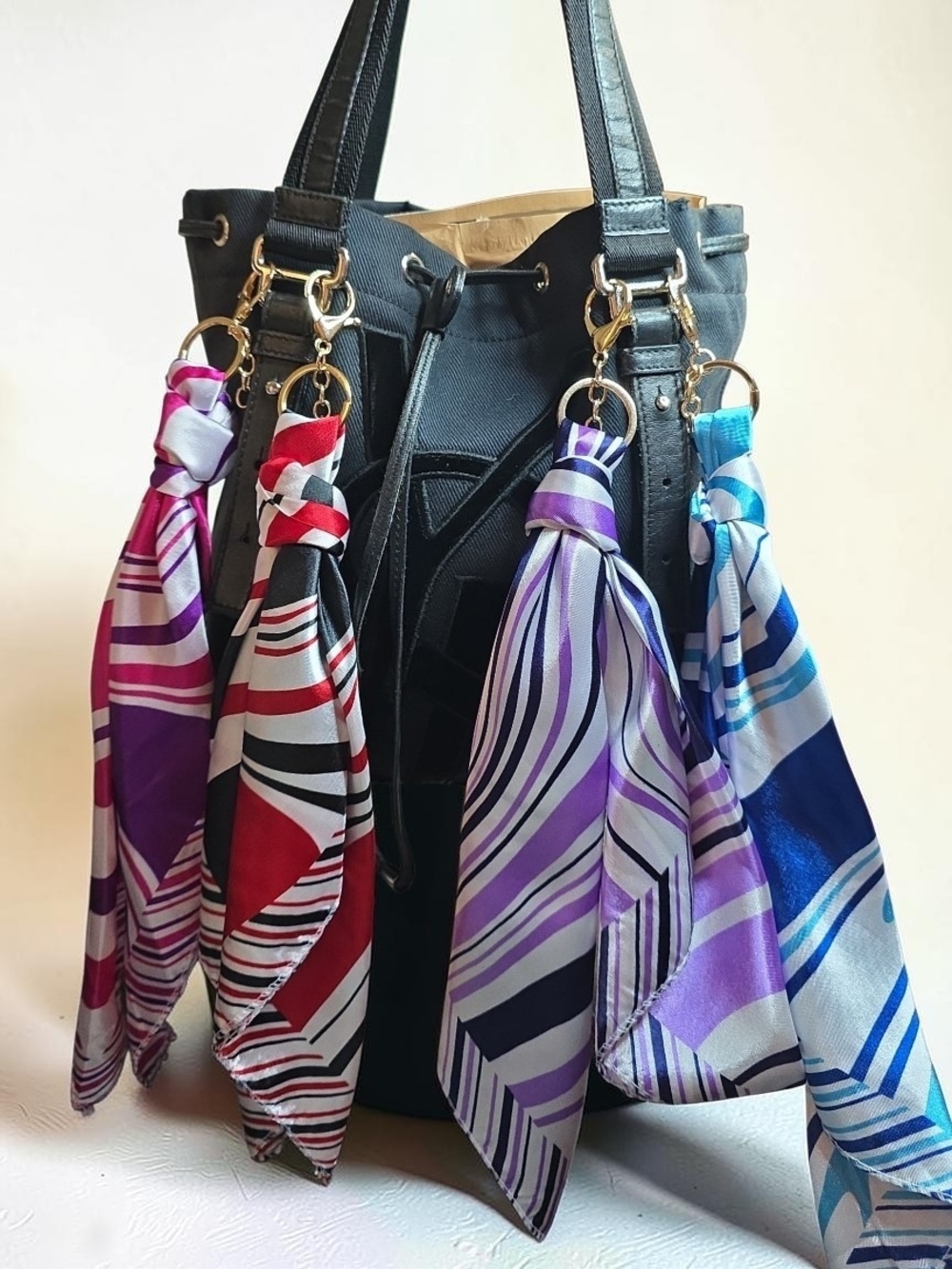 Isabella Colorful Design Keychain Scarves- Asst. Colors To Choose - Picture 2 of 4